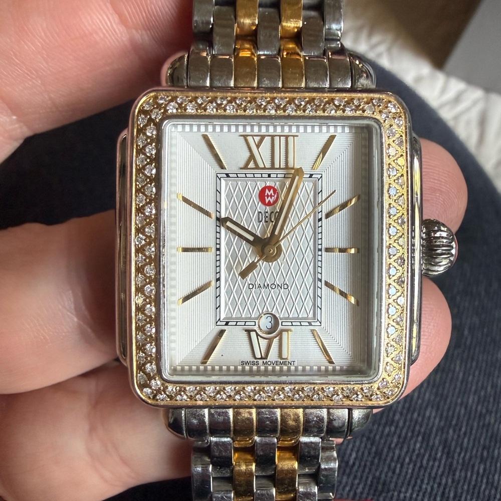 Michele Deco Madison MW06T01C5966 Yellow Gold 33mm Diamond Bezel- two tone